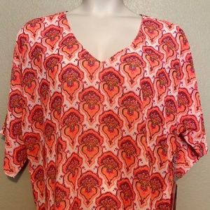 (NWT) O'Neill Bright Coral Printed Sheer Oversized Swimsuit Tunic Cover Up
